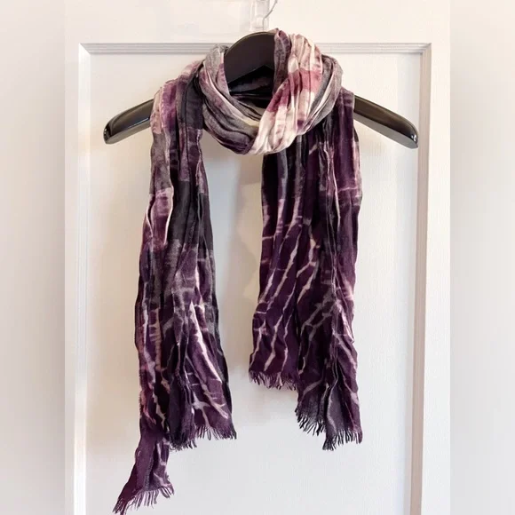Burberry 100 Cashmere Crinkle Scarf. Classic Check with Tie Dye Over Print